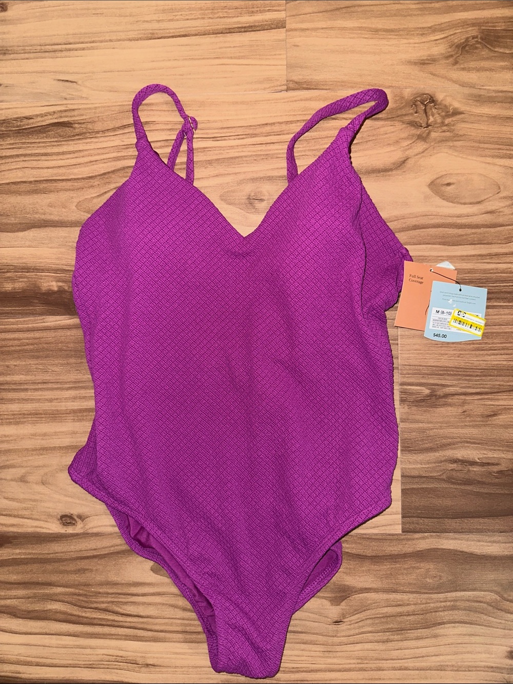 Shade & Shore Magenta Textured One-Piece Swimsuit